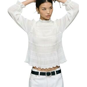 Velvet by Graham & Spencer Anthropologie Ruffle Ivory Blouse